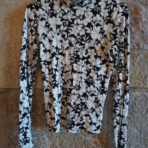 Alice + Olivia Small Black and White Long Sleeve Tunic